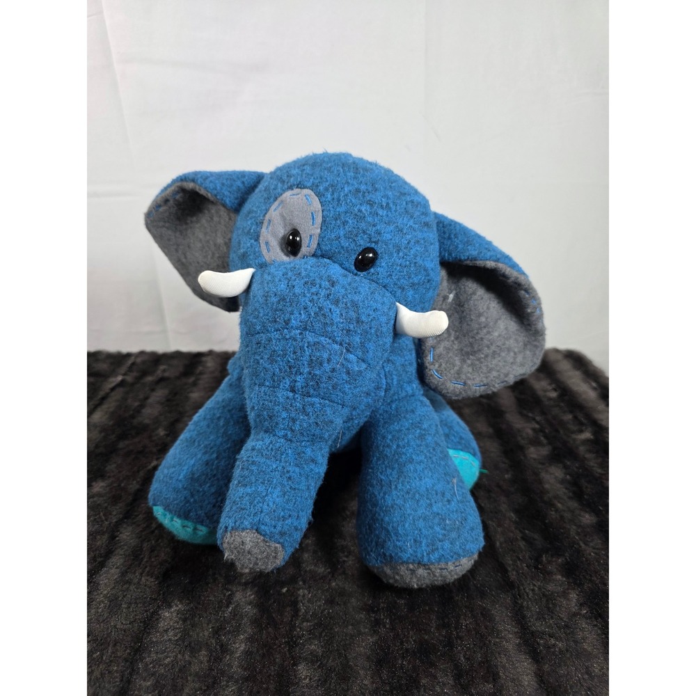 Aurora World Blue Elephant Plush Stuffed Animal Textured Fabric Toy Grey Accents
